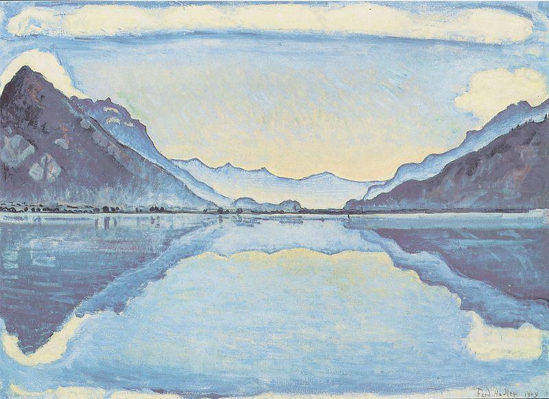 Ferdinand Hodler Thunersee mit symmetrischer Spiegelung china oil painting image